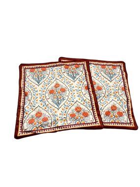 Patdrea Bolster 18" x 18" Velvet Floral Copper Orange Pillow Covers Set of 2